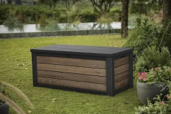 Cassapanche|Cassapanche Da Esterno > Dmora Cassapanca outdoor 151x72x70h cm effetto legno - Brantford Marrone Noce