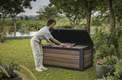 Cassapanche|Cassapanche Da Esterno > Dmora Cassapanca outdoor 151x72x70h cm effetto legno - Brantford Marrone Noce