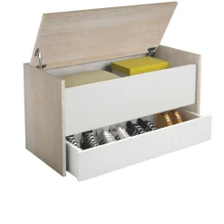 Cassapanca salvaspazio in legno 90x40x46h cm bianca e rovere - Sogno