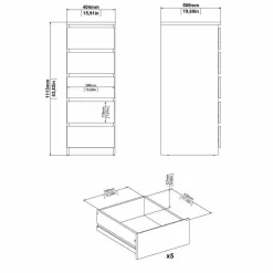 Cassettiera alta nera 50x111h cm - Achaldi