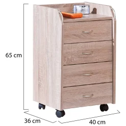 Cassettiere > Dmora Cassettiera 4 Cassetti Apertura Scorrevole 40x36x65h cm, Chiusura Scorrevole - Manco Beige