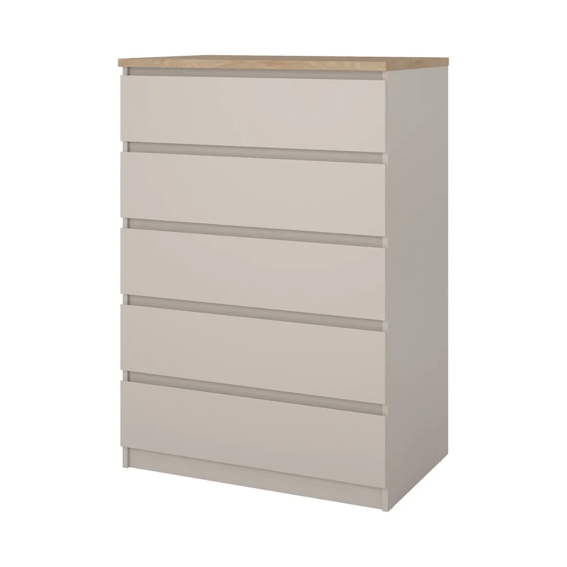 Cassettiera Beige 5 Cassetti Apertura Scorrevole 77x50x111h cm, Chiusura Scorrevole - Ansel
