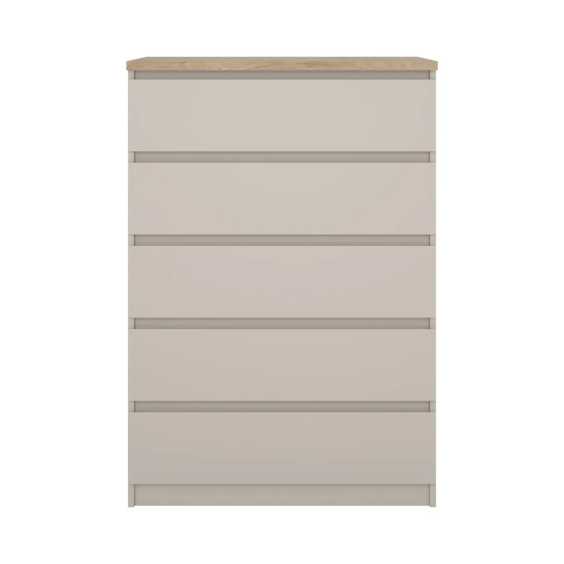 Cassettiera Beige 5 Cassetti Apertura Scorrevole 77x50x111h cm, Chiusura Scorrevole - Ansel