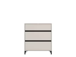Cassettiera Beige Nero 3 Cassetti Apertura Scorrevole 80x40x90h cm, Chiusura Scorrevole - Mapello