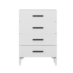 Cassettiera Bianco 4 Cassetti Apertura Scorrevole 72x47x106h cm, Chiusura Scorrevole - Lornar
