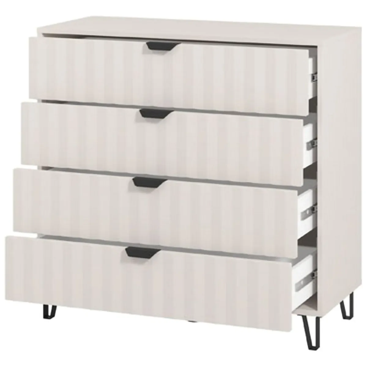 Cassettiere > Dmora Cassettiera Bianco Grigio 4 Cassetti Apertura Scorrevole 93x40x90.5h cm, Chiusura Scorrevole - Maggiora Grigio, Bianco