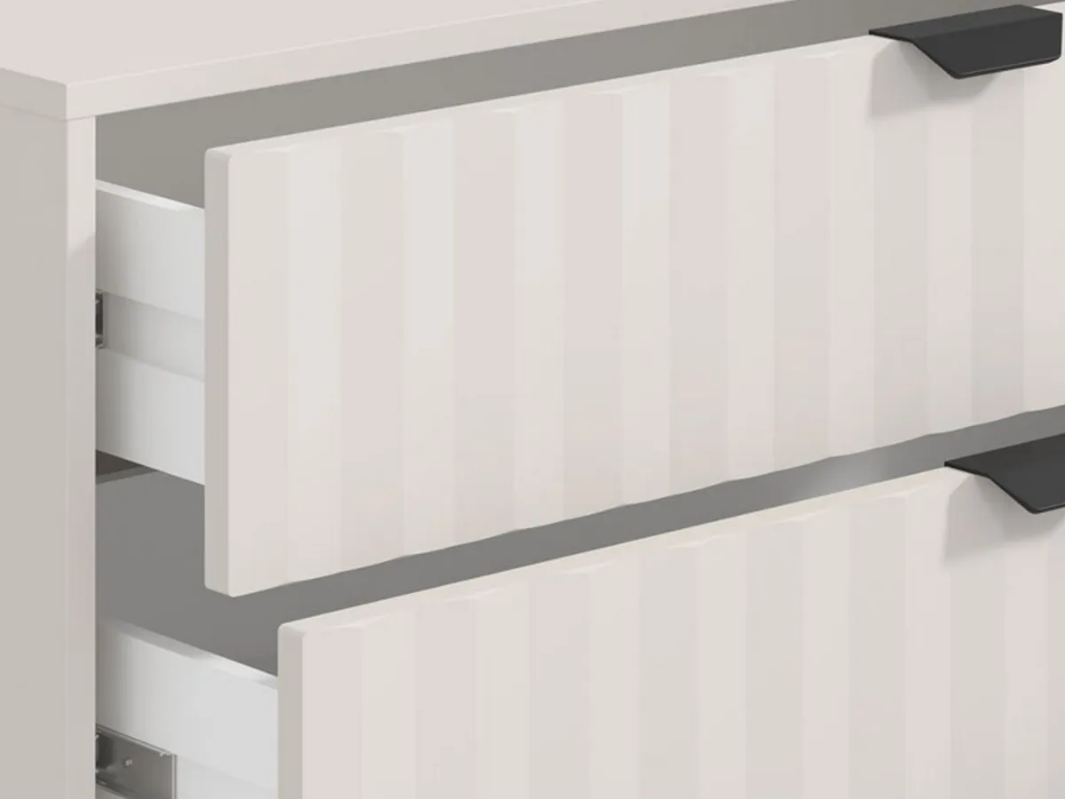 Cassettiere > Dmora Cassettiera Bianco Grigio 4 Cassetti Apertura Scorrevole 93x40x90.5h cm, Chiusura Scorrevole - Maggiora Grigio, Bianco