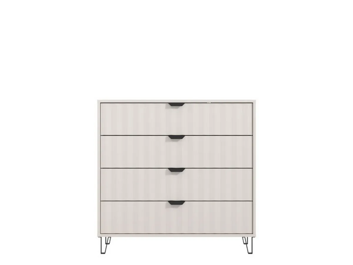 Cassettiere > Dmora Cassettiera Bianco Grigio 4 Cassetti Apertura Scorrevole 93x40x90.5h cm, Chiusura Scorrevole - Maggiora Grigio, Bianco