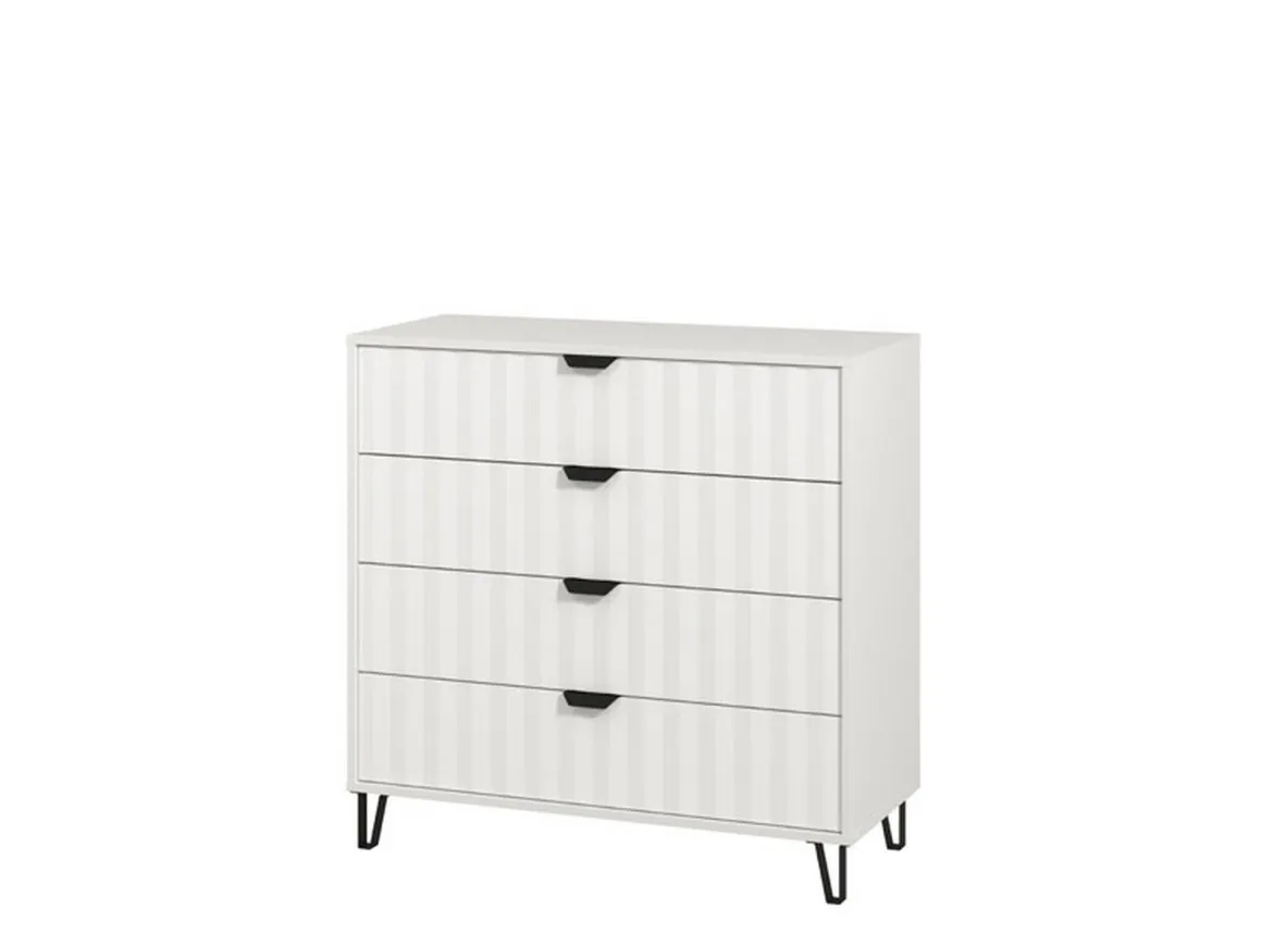Cassettiera Bianco Grigio 4 Cassetti Apertura Scorrevole 93x40x90h cm, Chiusura Scorrevole - Maggiora