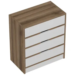 Cassettiere > Dmora Cassettiera Bianco Marrone Noce 4 Cassetti Apertura Scorrevole 70x40x80h cm, Chiusura Scorrevole - Lallio Marrone, Bianco Noce