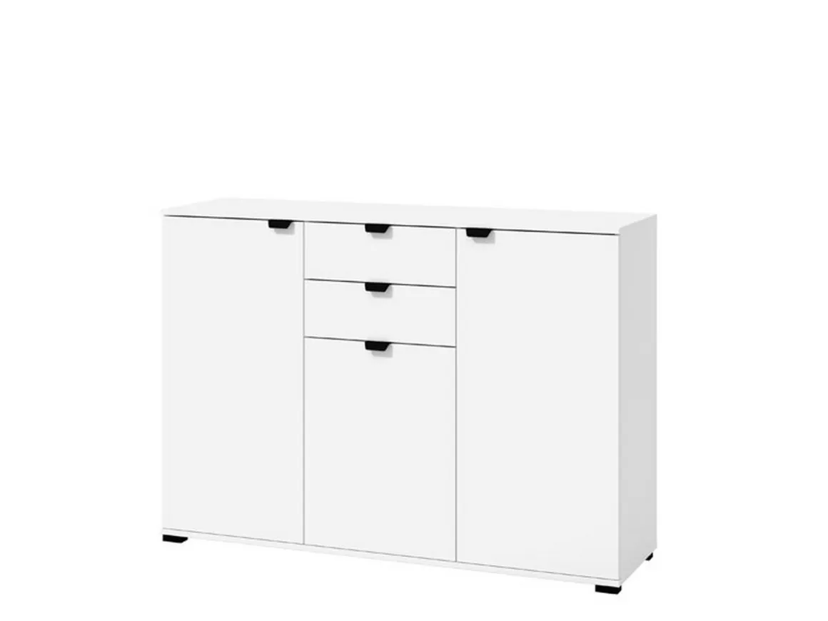 Cassettiera Bianco Nero 2 Cassetti Apertura Battente, Scorrevole 135x40x95h cm, Chiusura Battente, Scorrevole - Mainarda
