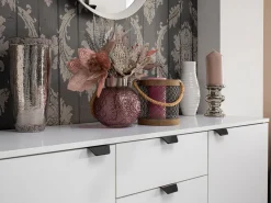 Cassettiera Bianco Nero 2 Cassetti Apertura Battente, Scorrevole 135x40x95h cm, Chiusura Battente, Scorrevole - Mainarda