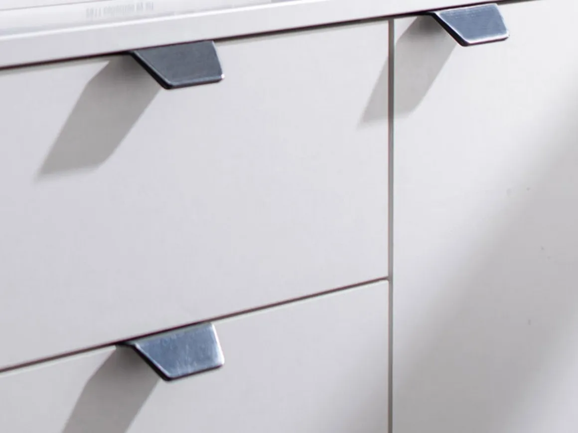 Cassettiera Bianco Nero 2 Cassetti Apertura Battente, Scorrevole 135x40x95h cm, Chiusura Battente, Scorrevole - Mainarda