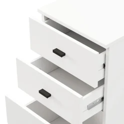 Cassettiera Bianco Nero 3 Cassetti con Piedini 39x35x78h cm, Apertura Scorrevole - Vilcab