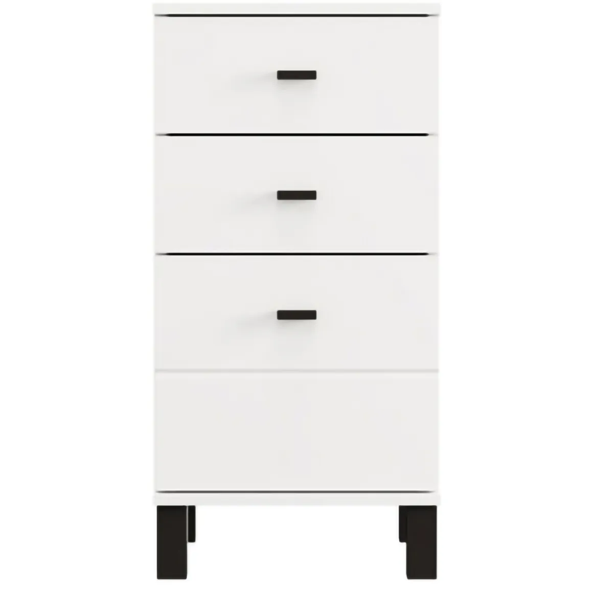 Cassettiera Bianco Nero 3 Cassetti con Piedini 39x35x78h cm, Apertura Scorrevole - Vilcab