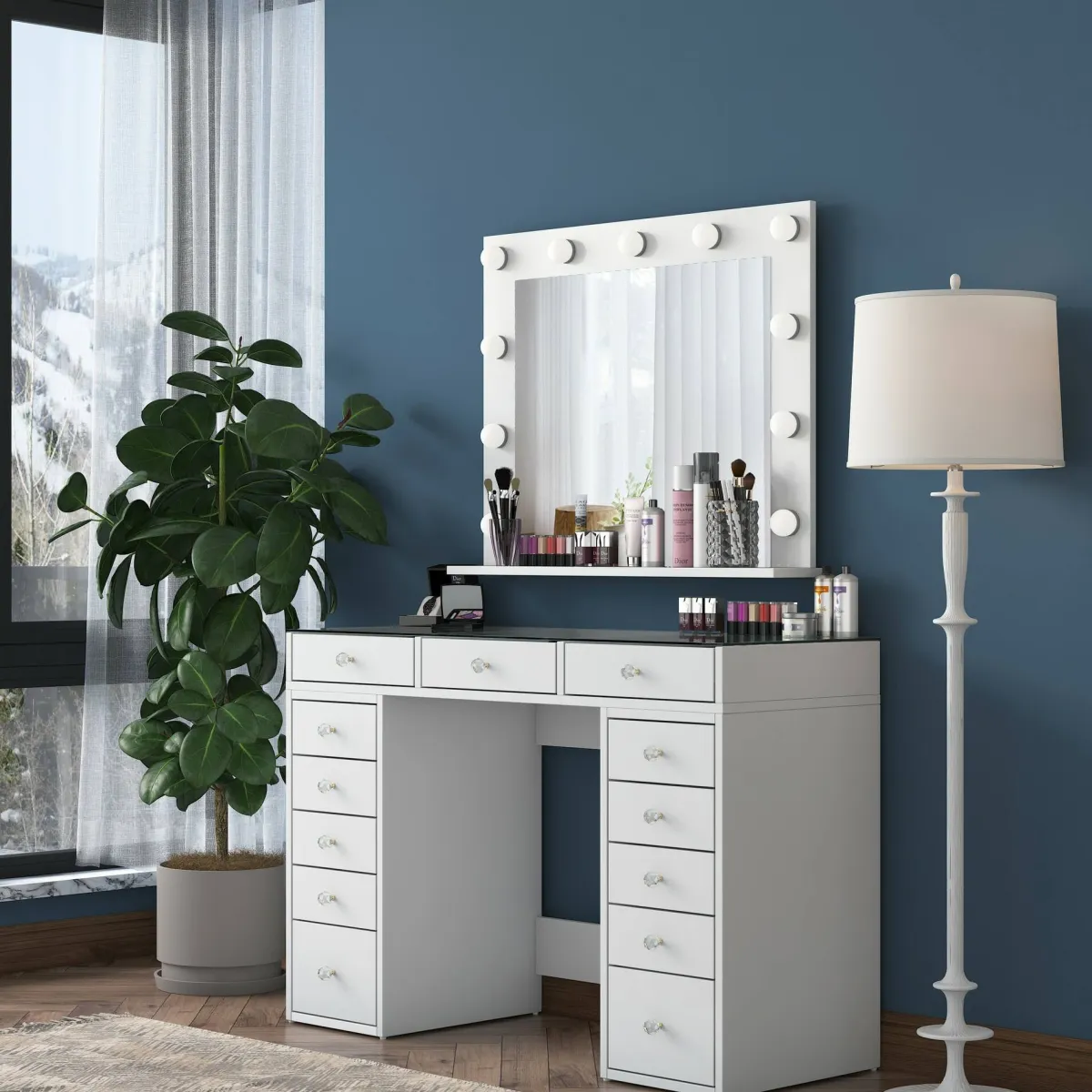 Cassettiere > Dmora Cassettiera 13 cassetti bianca 120x79h cm - Labico Bianco