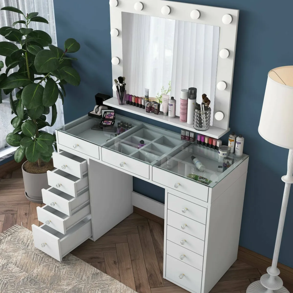 Cassettiere > Dmora Cassettiera 13 cassetti bianca 120x79h cm - Labico Bianco