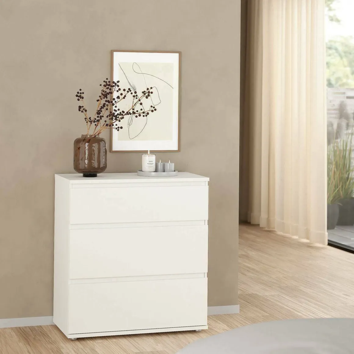 Cassettiera 3 cassetti bianca 76x83h cm - Aski