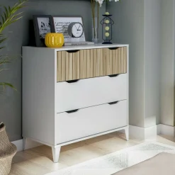 Cassettiera 3 cassetti bianca e rovere 70x76h cm - Archi