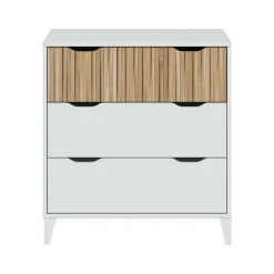Cassettiera 3 cassetti bianca e rovere 70x76h cm - Archi