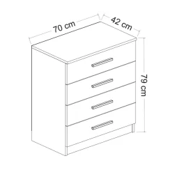 Cassettiere > Dmora Cassettiera 4 cassetti bianca 70x42h cm - Kalmaegi Bianco