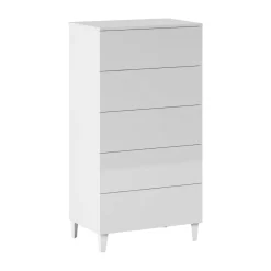Cassettiera 5 cassetti bianca 61x117h cm - Aaron