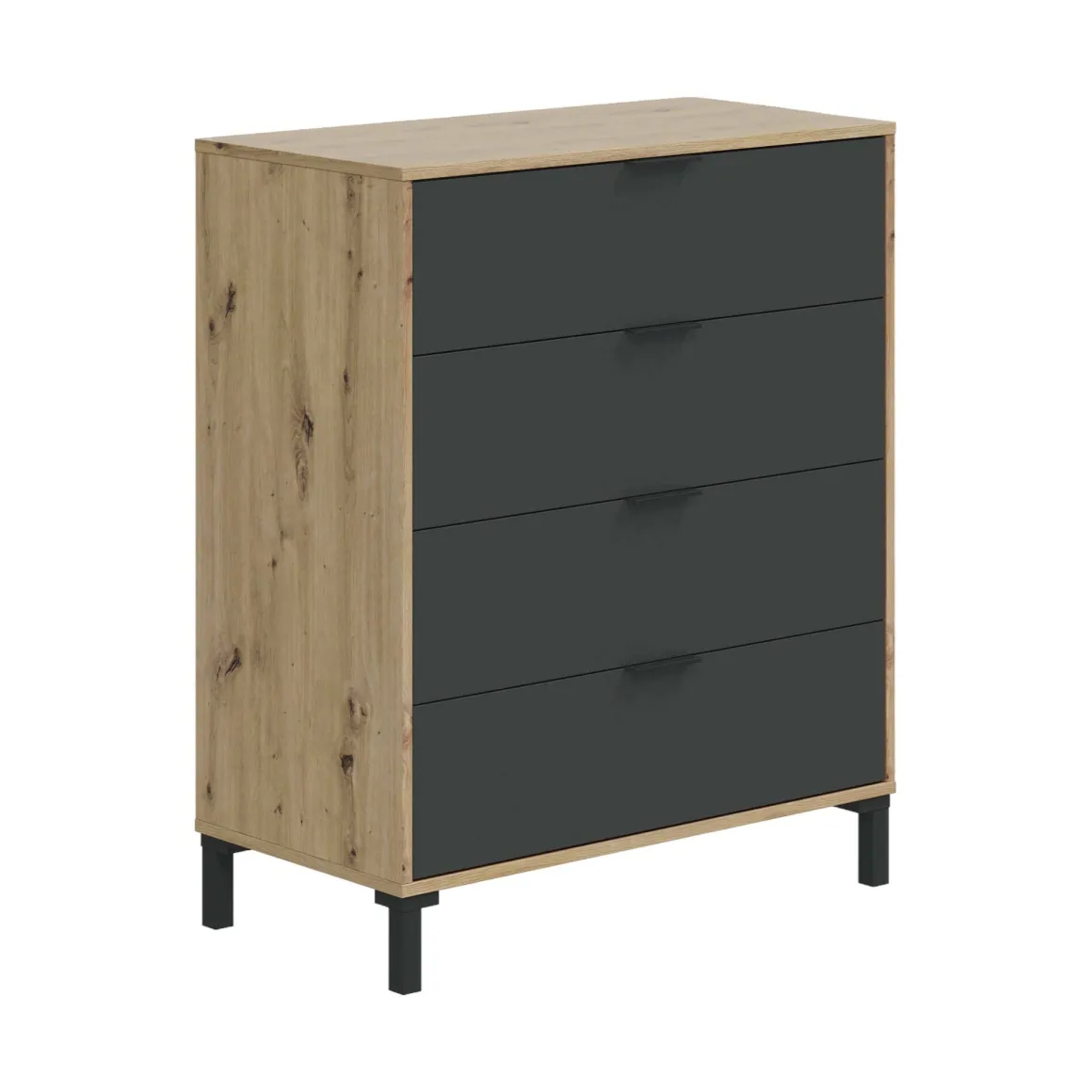 Cassettiera 4 cassetti legno e antracite 77x93h cm - Alfana