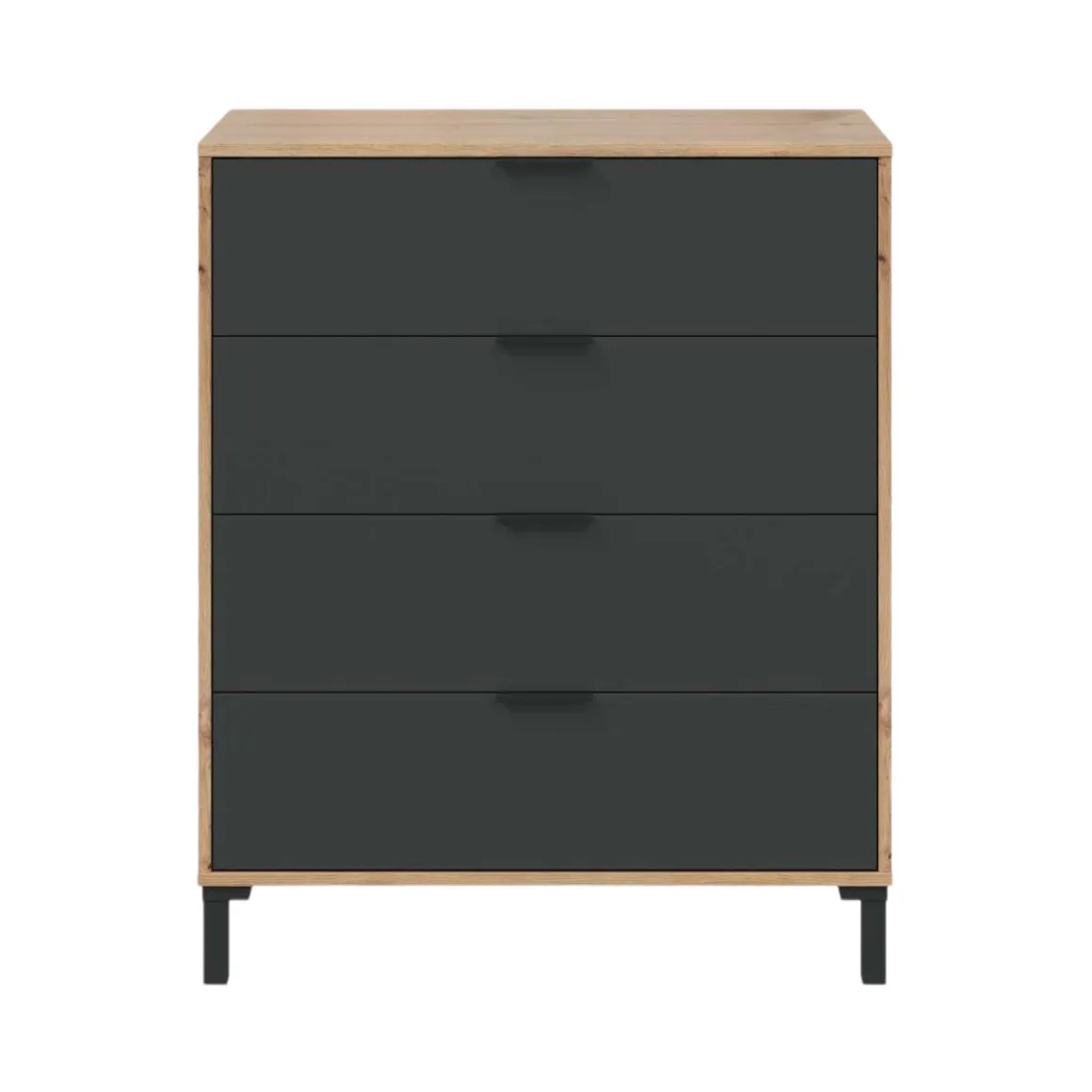 Cassettiera 4 cassetti legno e antracite 77x93h cm - Alfana