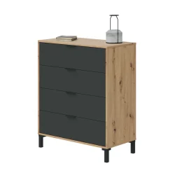 Cassettiera 4 cassetti legno e antracite 77x93h cm - Alfana