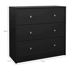 Cassettiera 3 cassetti nera 72x68h cm - Alert