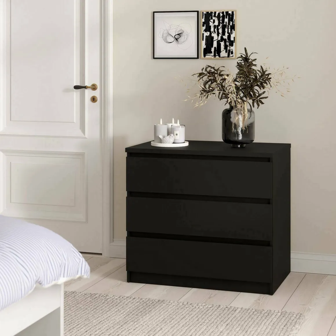 Cassettiera 3 cassetti nera 77x70h cm - Artic