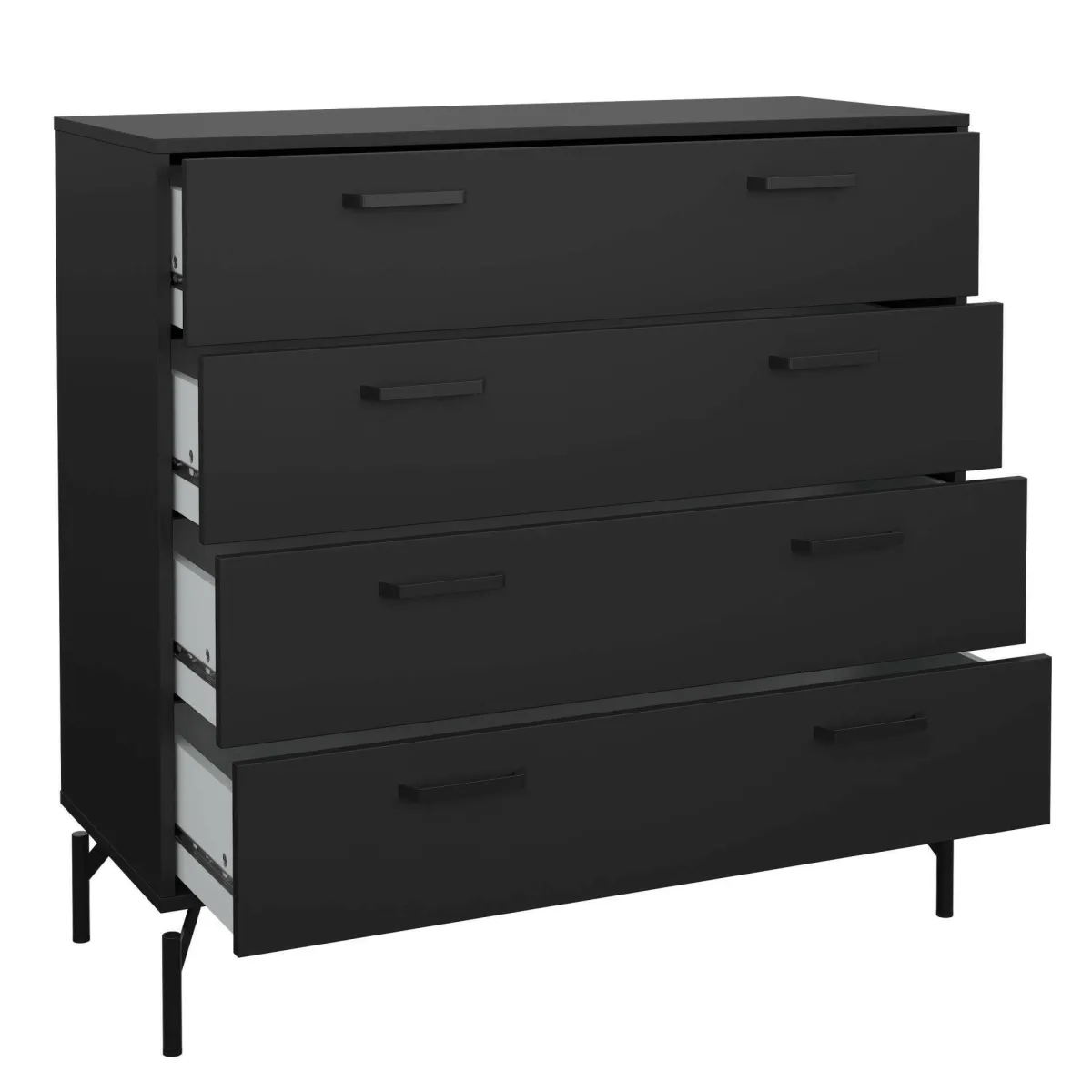 Cassettiere > Dmora Cassettiera 4 cassetti nera 98x95h cm - Puglia Nero