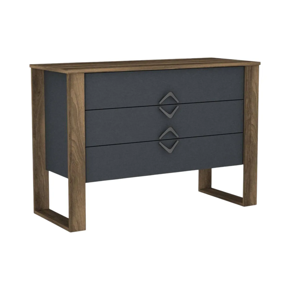 Cassettiere > Dmora Cassettiera 3 cassetti noce e antracite 110x76h cm - Jova Nero Antracite, Marrone Noce
