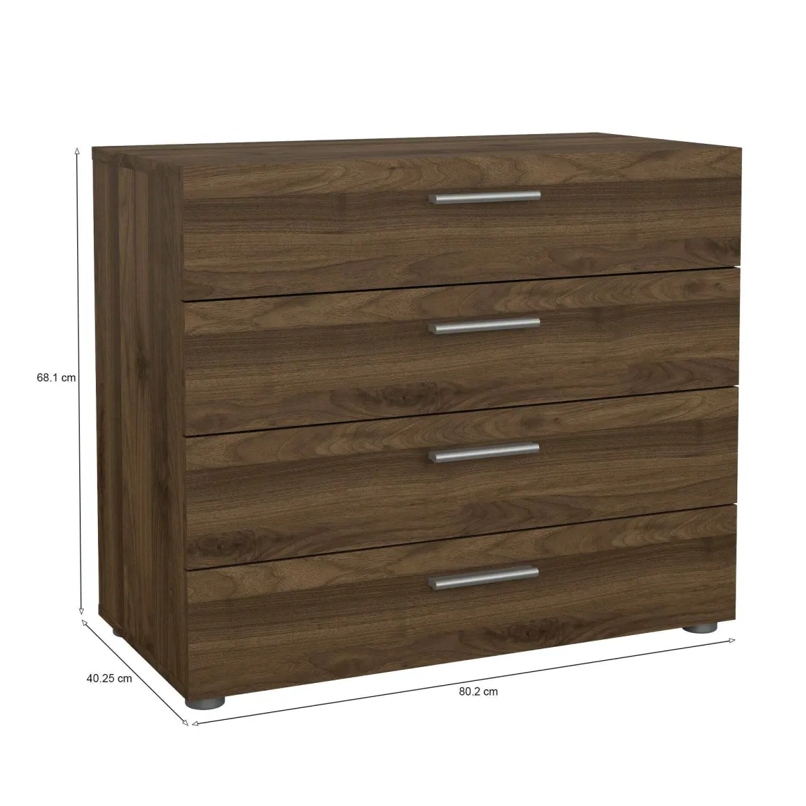 Cassettiera 4 cassetti noce 80x68h cm - Arwen