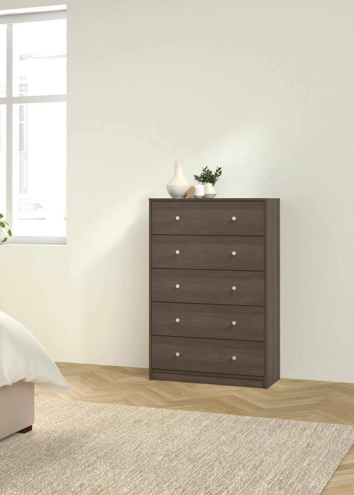 Cassettiera 5 cassetti noce 72x108h cm - Contessa