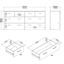 Cassettiere > Dmora Cassettiera 8 cassetti quercia e bianca 147x66h cm - Lista Bianco, Marrone Quercia