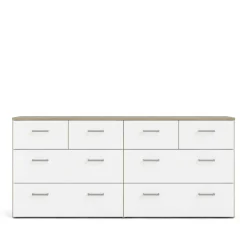 Cassettiere > Dmora Cassettiera 8 cassetti quercia e bianca 147x66h cm - Lista Bianco, Marrone Quercia