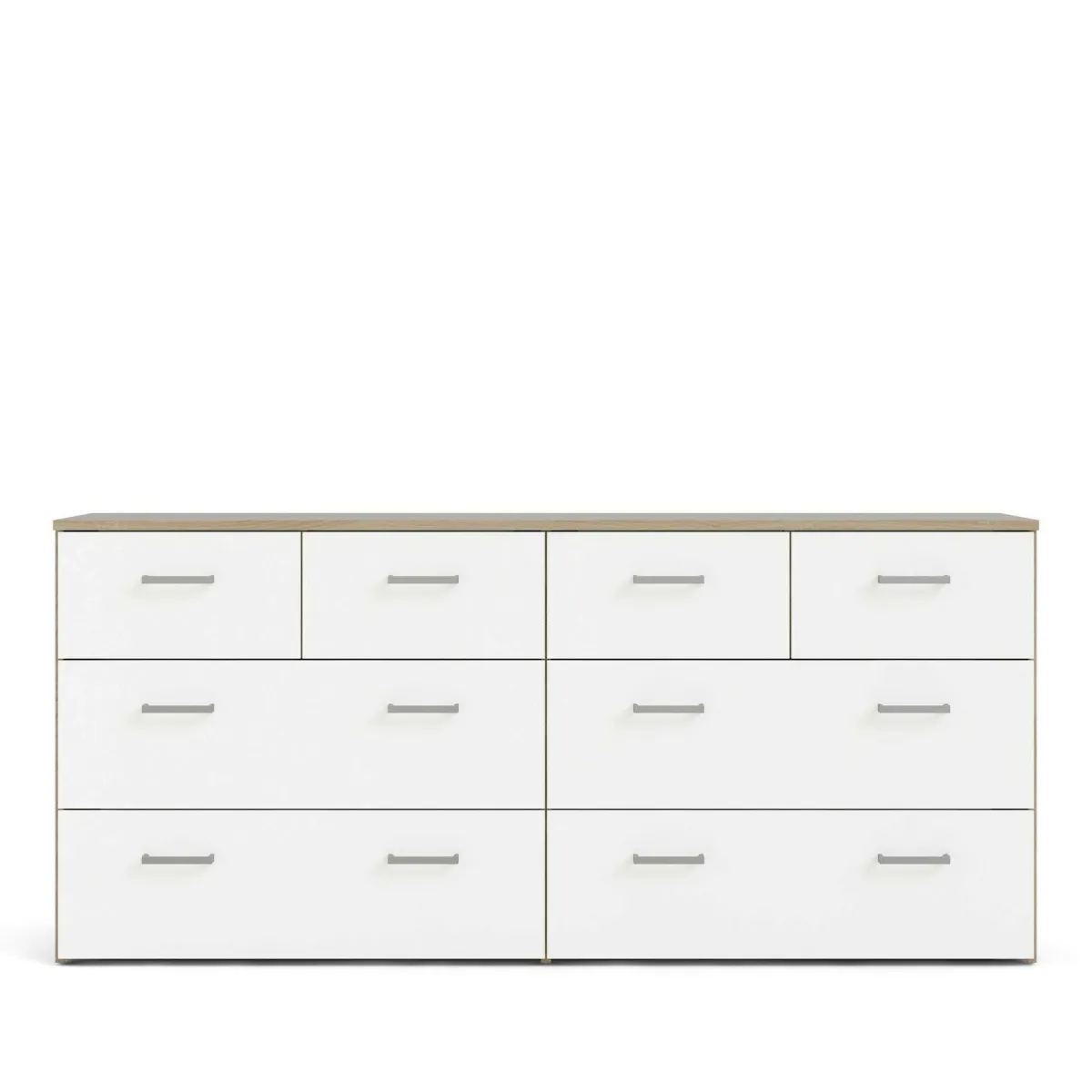 Cassettiere > Dmora Cassettiera 8 cassetti quercia e bianca 147x66h cm - Lista Bianco, Marrone Quercia