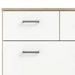 Cassettiere > Dmora Cassettiera 8 cassetti quercia e bianca 147x66h cm - Lista Bianco, Marrone Quercia