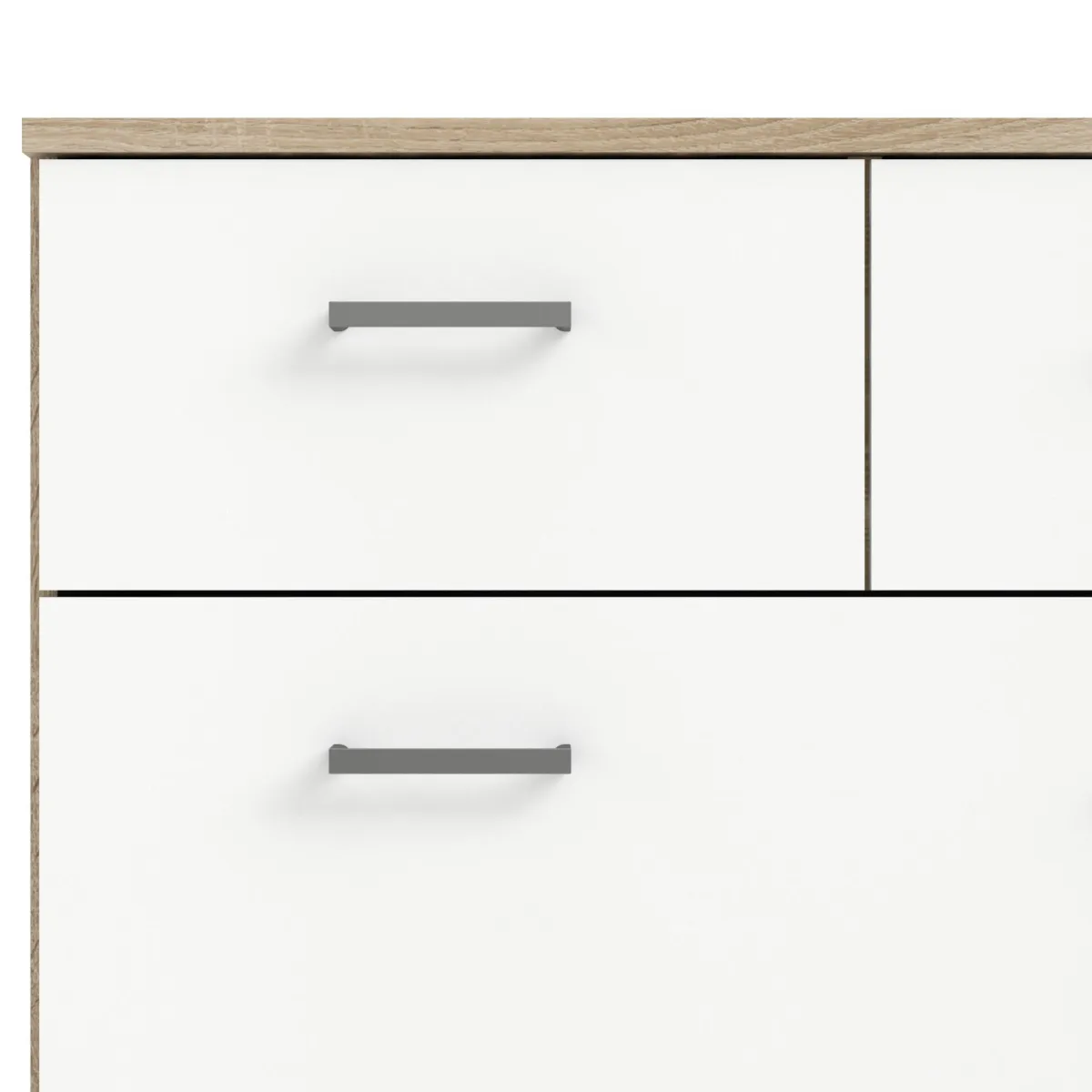 Cassettiere > Dmora Cassettiera 8 cassetti quercia e bianca 147x66h cm - Lista Bianco, Marrone Quercia