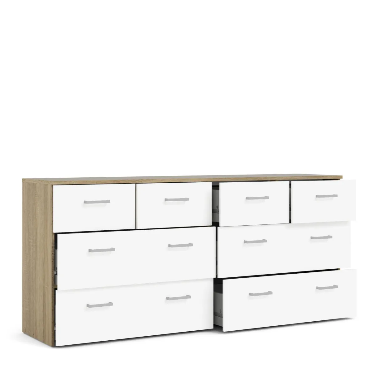 Cassettiere > Dmora Cassettiera 8 cassetti quercia e bianca 147x66h cm - Lista Bianco, Marrone Quercia