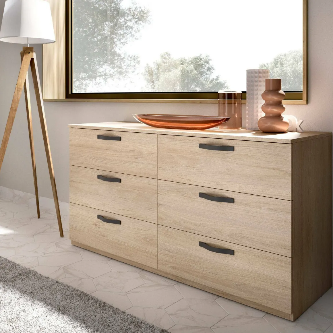 Cassettiera 6 cassetti rovere 140x72h cm - Arpel