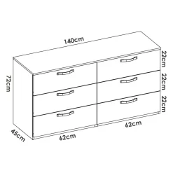 Cassettiera 6 cassetti rovere 140x72h cm - Arpel