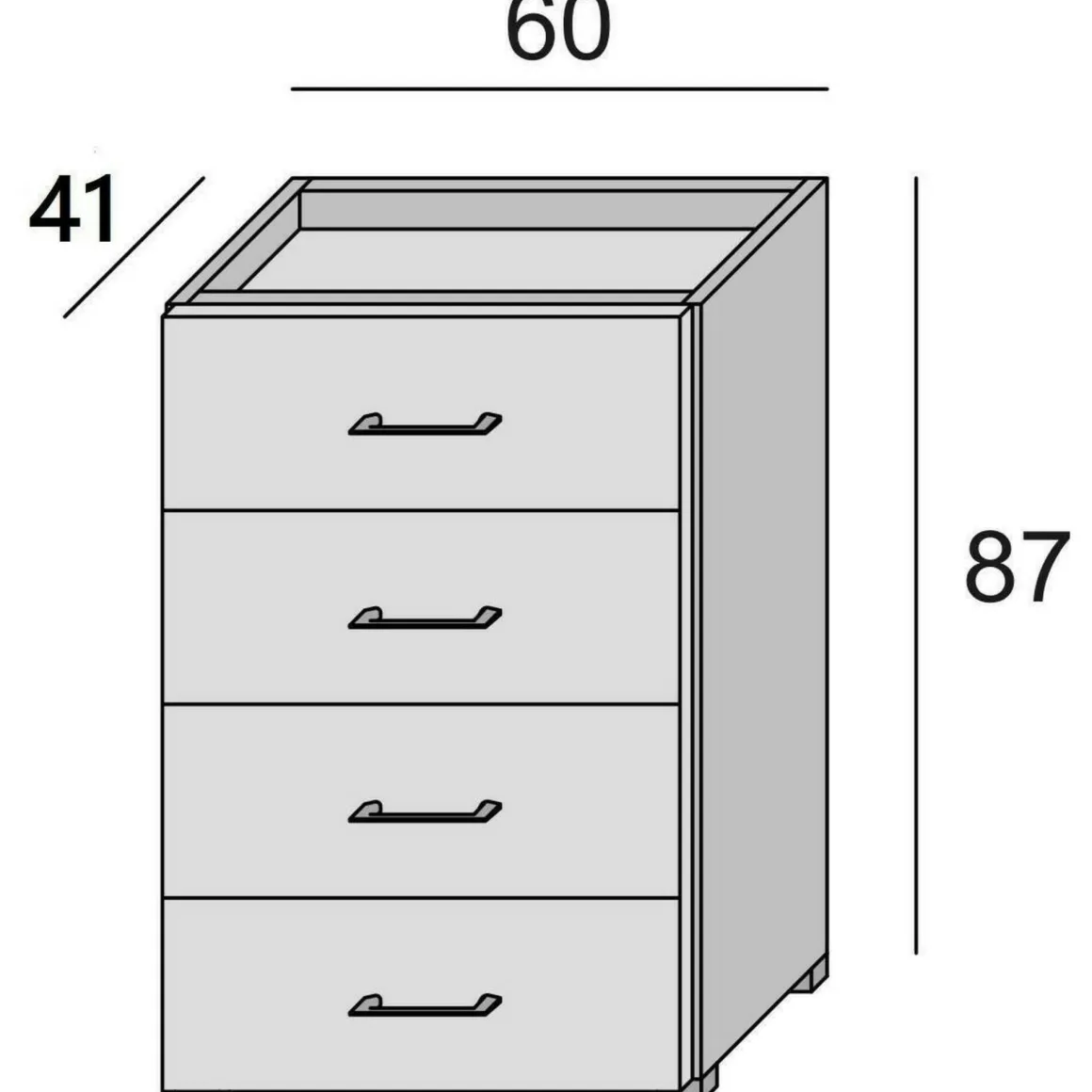 Salotto|Camera Da Letto > Dmora Cassettiera con maniglie bianca 78x95h cm - Aquilea Bianco