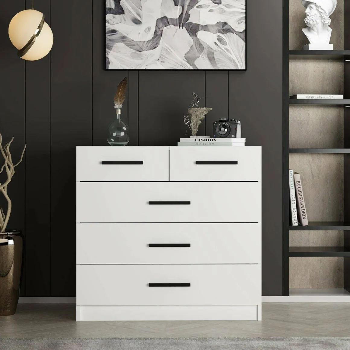 Cassettiere > Dmora Cassettiera con maniglie bianca 96x86h cm - Arika Bianco