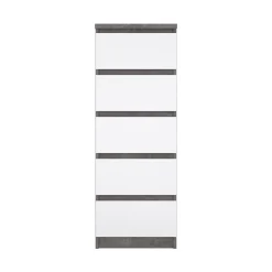 Cassettiera con maniglie cemento e bianca lucida 50x111h cm - Achaldi