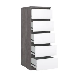 Cassettiera con maniglie cemento e bianca lucida 50x111h cm - Achaldi