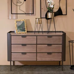 Cassettiera con maniglie grigia e marrone 120x79h cm - Kasten