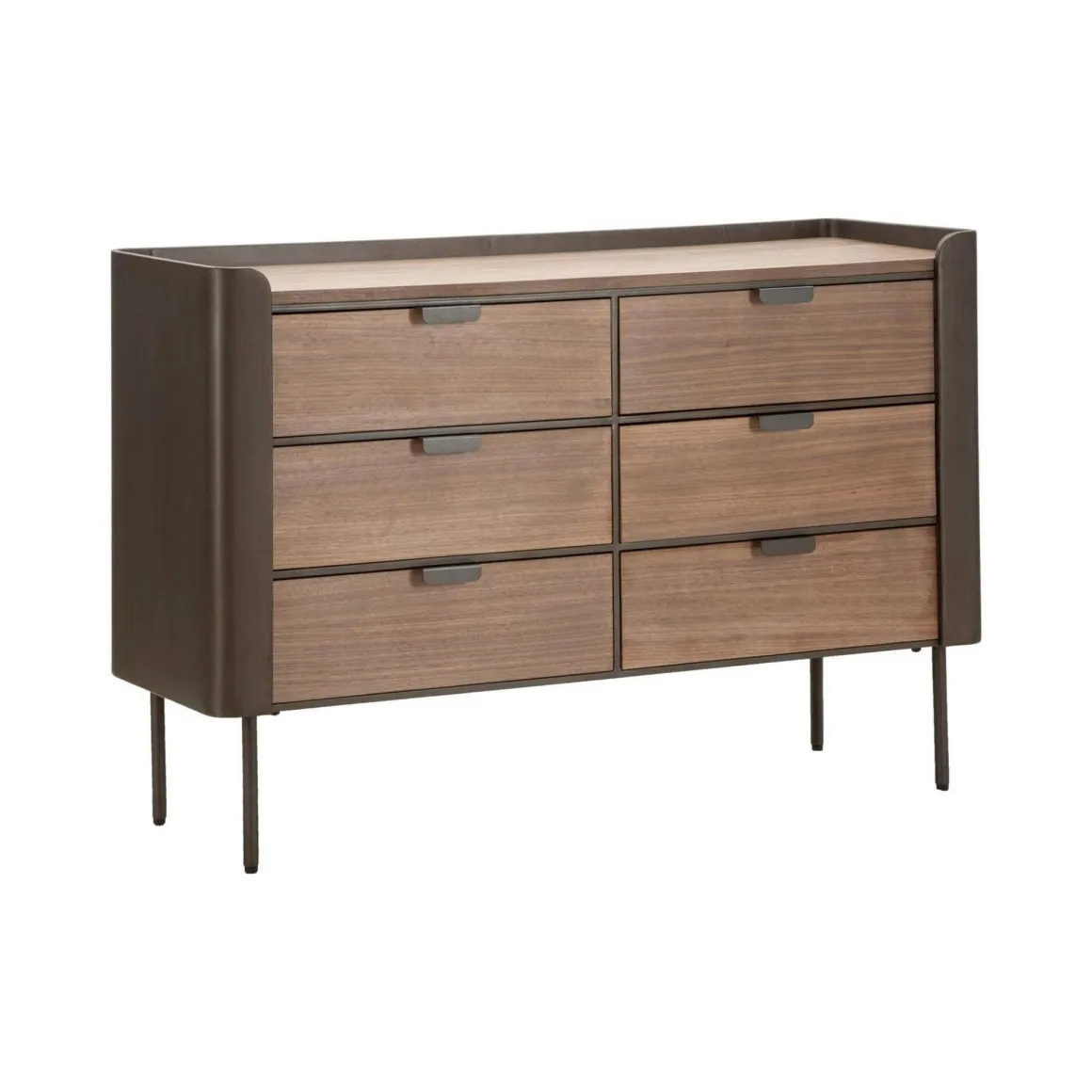 Cassettiera con maniglie grigia e marrone 120x79h cm - Kasten