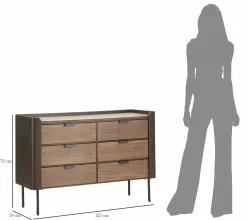 Cassettiera con maniglie grigia e marrone 120x79h cm - Kasten